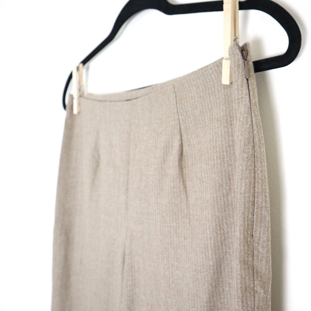 Piazza Sempione Audrey Wool Blend Capri Pant Camel Pinstripe Flat Front - Picture 4 of 12